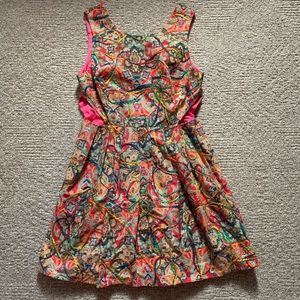 Rainbow color sleeveless dress with cut outs sz m